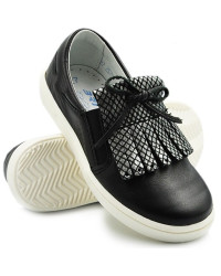 Eleganckie półbuty mokasyny dla dziewczynki ze skóry naturalnej BARTEKw-25701/sz/1rl