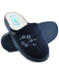 Kapcie Damskie Granatowe Miękkie Wygodne DR ORTO 132D012 W Kwiaty