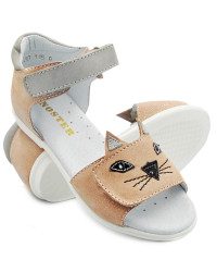 Sandały Buty Mido 31-06 róż brokat Dziewczęce Sandałki na Rzep z ozdobnym Kotkiem