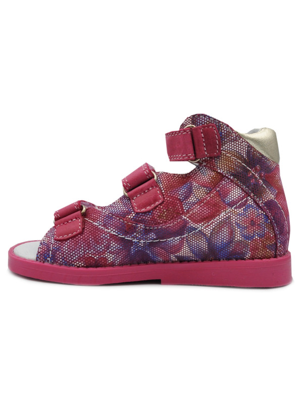 Sandały Buty Mido 800 Dziewczęce Sandały na Rzepy kwiaty-róż