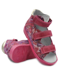 Sandały Buty Mido 800 Dziewczęce Sandały na Rzepy kwiaty-róż