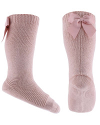 Podkolanówki Dla Dziewczynek Z Kokardką Emel esk 202-1 Różowe