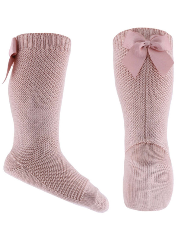 Podkolanówki Dla Dziewczynek Z Kokardką Emel esk 202-1 Różowe