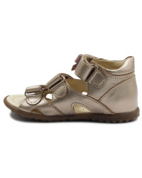 Sandały Buty Emel e 2090a-2 Dziewczęce Sandałki na Rzepy z Kokardką - Metaliczny kolor