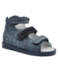 Sandały Buty Mido 800 Chłopięcy Sandały na Rzepy kratka-granat