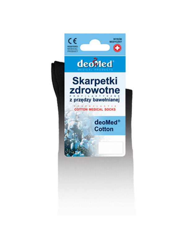 Skarpety Bawełniane Bezuciskowe Zdrowotne Czarne DeoMed Cotton Silver