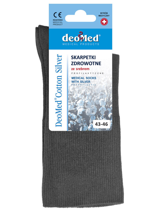 Skarpetki z jonami srebra dla diabetyków szare DeoMed Cotton Silver