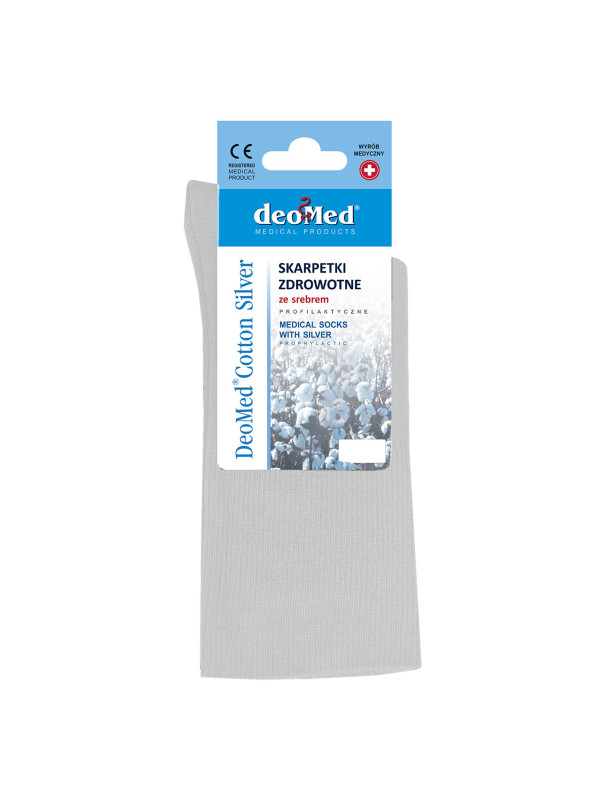 Białe Skarpety Bezuciskowe DeoMed Cotton Silver
