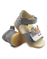 Sandały Dla Dziewczynki Z Jednorożcem Mido 21-27 Szary-Satyna