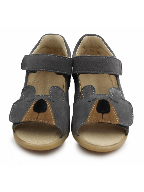 Szare Sandały Chłopięce Z Misiem Mido 21-23