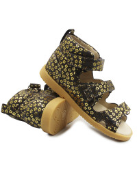 Sandały Dla Dziewczynki Profilaktyczne Mido 815 Antracyt Kwiaty