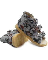 Profilaktyczne kapcie do przedszkola szkoły dla chłopca Mido 816 Szary Na Rzep