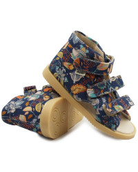 Kapcie do przedszkola i szkoły dla dziewczynki profilaktyczne Mido 816 granat kwiaty