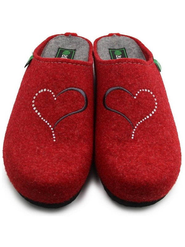 Kapcie po domu na zimę damskie czerwone Dr Brinkmann 330008-04