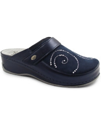 Klapki damskie na koturnie Scholl Gemini Strap mf308871040 Navy Blue