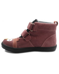 Buty dla dziewczynki ocieplane MIDO Sowa Nubuk Rzepy 22-20 Róż