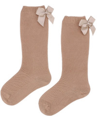 Podkolanówki Skarpetki Dla Dziewczynek Z Kokardą Emel esk 202-2 Beżowe