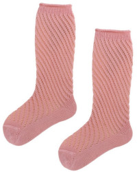 Ażurowe Skarpetki Podkolanówki Dziewczęce Emel esk 205-1 Różowe