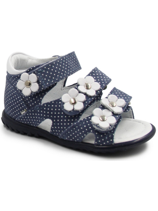 Eleganckie Sandały Ze Skóry Naturalnej W Kropki Dla Dziewczynek Emel e 2090-16D