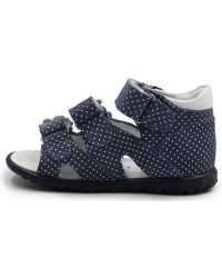 Eleganckie Sandały Ze Skóry Naturalnej W Kropki Dla Dziewczynek Emel e 2090-16D