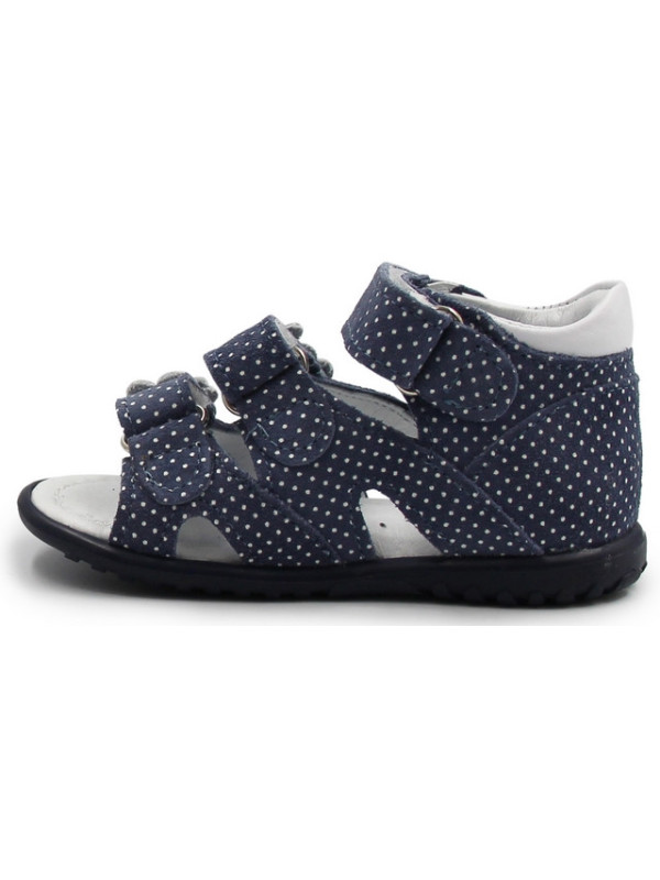 Eleganckie Sandały Ze Skóry Naturalnej W Kropki Dla Dziewczynek Emel e 2090-16D