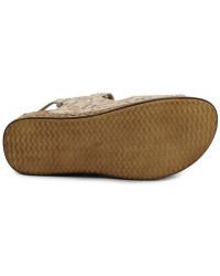 Sandały Damskie Skórzane Lekki Obcas Helios 138 Ecru