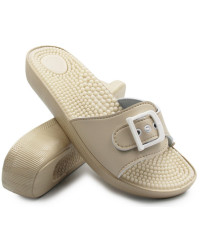 Damskie Klapki Z Wypustkami Masujące Fakirki 03/C1F Beige SILVA
