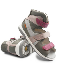 Skórzane wysokie sandały dla dziewczynek na lato na rzepy MEMO IRIS