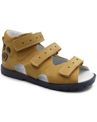 Kapcie profilaktyczne chłopięce z misiem do przedszkola Kornecki OR 116 rudy skóra