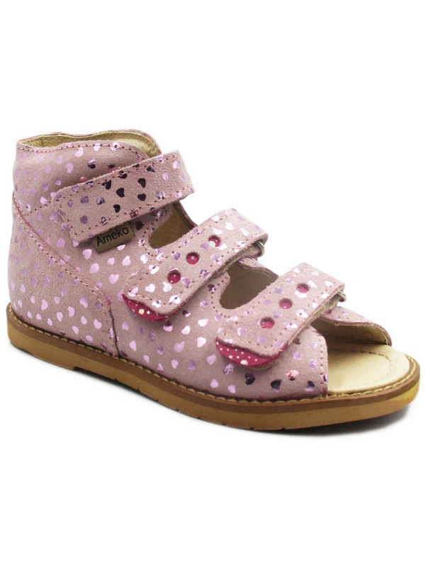 Sandałki w serduszka dla dziewczynek z obcasem thomasa do szkoły przedszkola Ameko