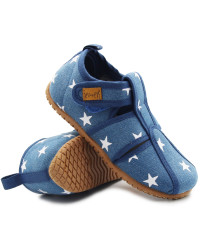 Kapcie dla chłopca do przedszkola i szkoły niebieskie w gwiazdki  Emel e 101-1