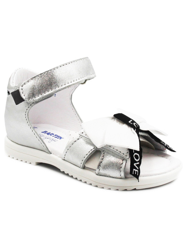 Sandałki Dziewczęce Kokardka Srebrne BARTEK 11534009