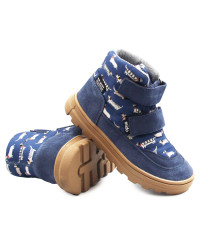 Ocieplane Buty Dla Chłopca Na Jesień Membrana w Pieski Mido 22-41 Doggy Blue