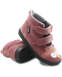 Buty dla dziewczynki ocieplane MIDO Sowa Nubuk Rzepy 22-20 Róż