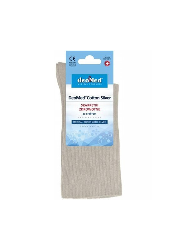 Skarpetki Medyczne Antybakteryjne Srebro Beżowe DeoMed Cotton Silver