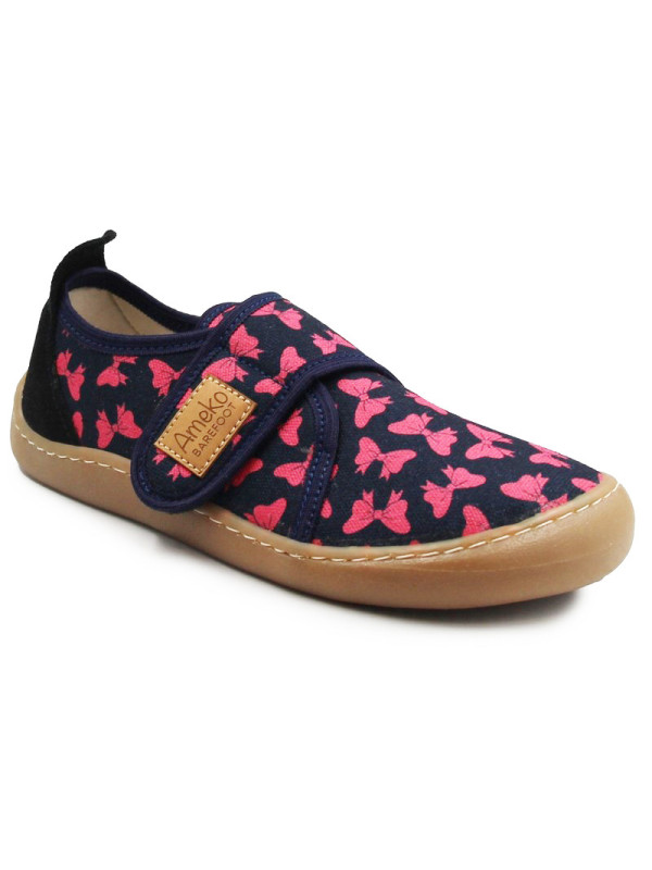 Kapcie Dla Dziewczynki Do Szkoły i Przedszkola Barefoot Ameko Piko Kokardki