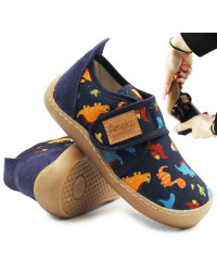 Kapcie Na Zmianę Dla Chłopca Barefoot Dinozaury Do Przedszkola i Szkoły Ameko Piko Dino