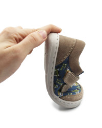 Dziecięce Buty Wiosenne Na Rzep Barefoot w Misie Jamet 1126 Niebieski Miś