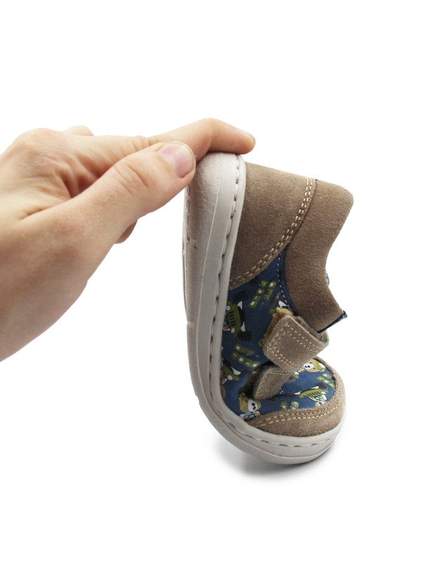 Dziecięce Buty Wiosenne Na Rzep Barefoot w Misie Jamet 1126 Niebieski Miś