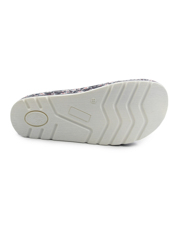 Klapki Damskie Do Pracy Ze Skóry Naturalnej Helios 288 w Kwiaty