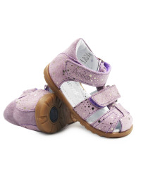 Sandałki Dla Dziewczynki Połsandały Zabudowana Pięta Ameko Lilac Fleck
