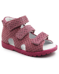 Sandałki z wysokim zapiętkiem dla dziecka do szkoły Kornecki OR 03 róż/s