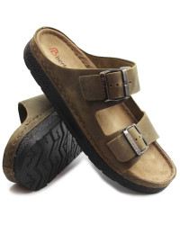 Klapki męskie na lato ze skóry naturalnej Berkemann Adam 01950-405