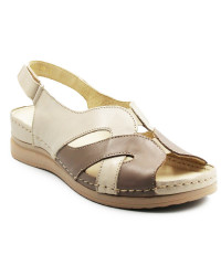 Damskie Sandały Beżowe Skórzane Helios 144 Capucino