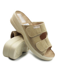 Klapki Dla Kobiet Dla Seniorki Beżowe Adanex 26184