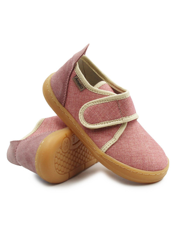 Różowe Kapcie Dla Dziewczynki Na Rzep Do Szkoły i Przedszkola Ameko Brownrose
