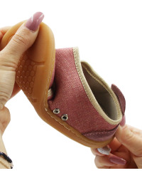 Różowe Kapcie Dla Dziewczynki Na Rzep Do Szkoły i Przedszkola Ameko Brownrose