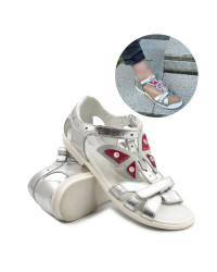 Sandały Dziewczęce Na Lato Srebrne z Motylkiem Bartek w-39209/12d