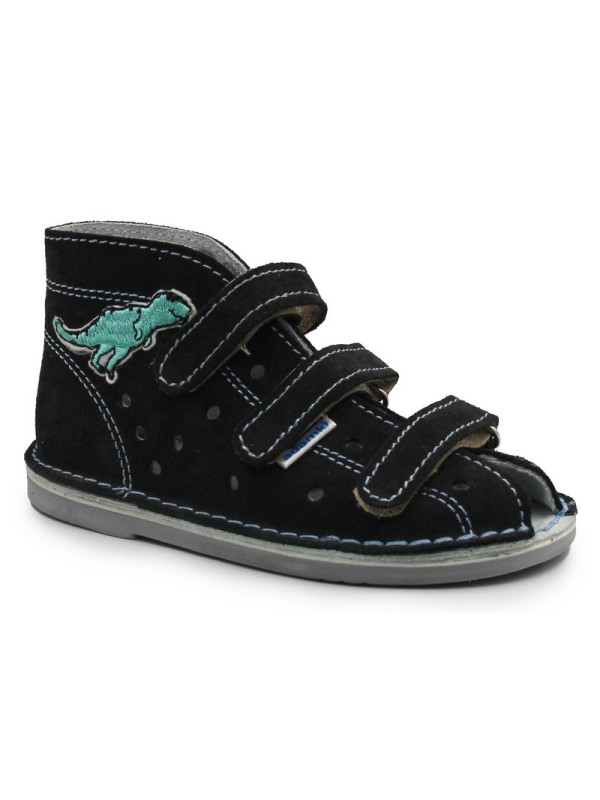 Papcie zmienne do szkoły dla chłopca z obcasem Thomasa Adamki szary dinozaur