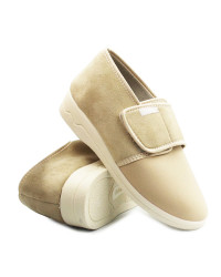 Półbuty Jesienne Damskie Beżowe Lekkie Dla Seniorów Na Rzep Adanex 29626